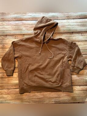 Women’s Khaki Brown Hooded Pullover Sweatshirt - Casual Fleece Hoodie XL